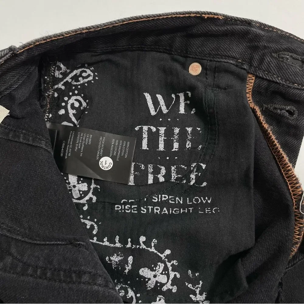 NWT‎ We The Free Jeans Size 25 Free People Black Curvy Siren Low Rise Straight